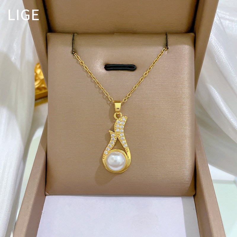 【 Titanium Steel 】 Necklace and Earring set, light luxury Full diamond pearl Xintiange personalized and elegant banquet earrings and Necklaces Application Scenario
