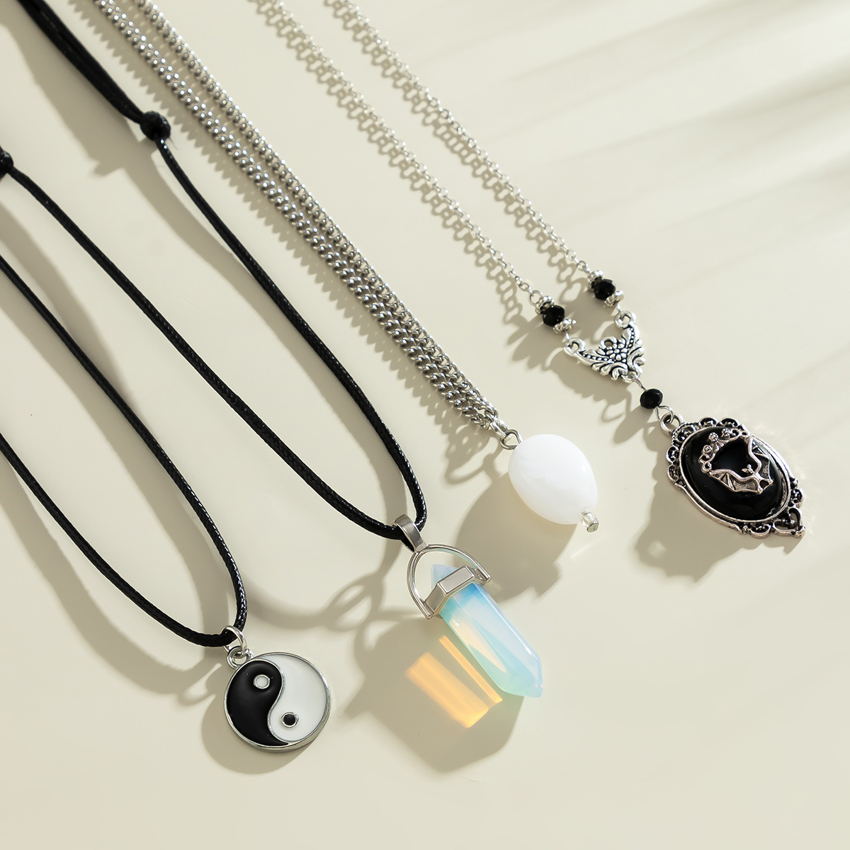 European and American cross-border Halloween dark bat wing girl accessory, retro layered personalized alloy set necklace accessory Application Scenario