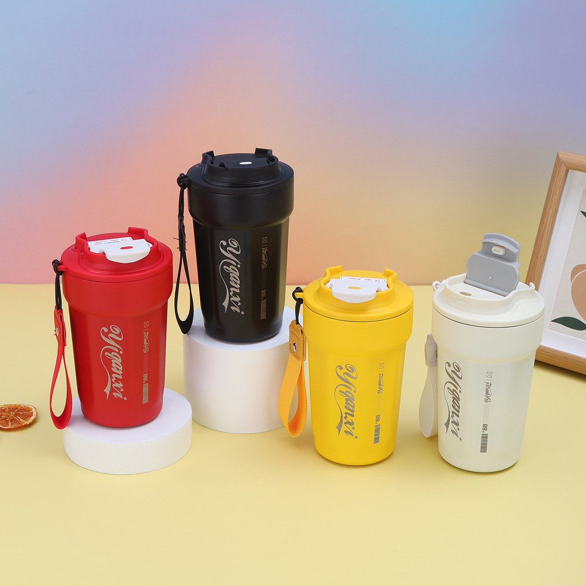 Cross-border 316 stainless steel vacuum insulated cup, high appearance level, simple octagonal coffee cup, outdoor portable rope water cup Specification drawing