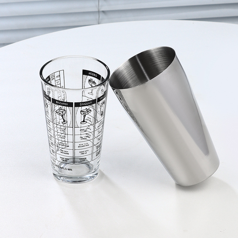 Boston glass Cup shaker, American glass shaker, cocktail glass shaker shaker set Specification drawing