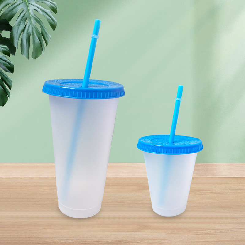 Large-capacity transparent pp plastic straw cups are available in multiple colors. Portable plastic cups support custom-woven factory wholesale details Picture
