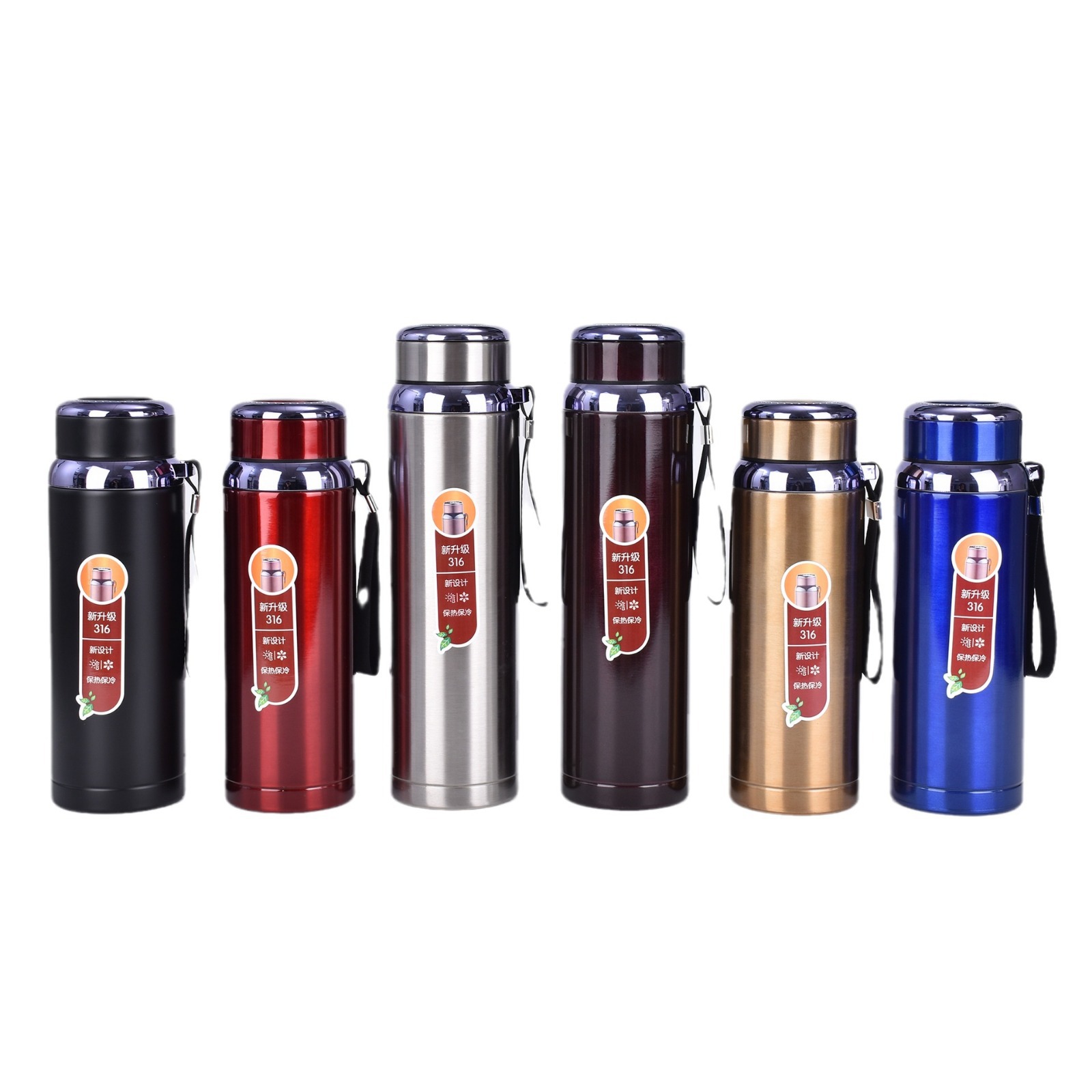 Customized stainless steel star-shaped water bottle, vacuum large-capacity water bottle with a strappy strap, outdoor mountain climbing and travel with a tea strout and insulated cup Item Picture
