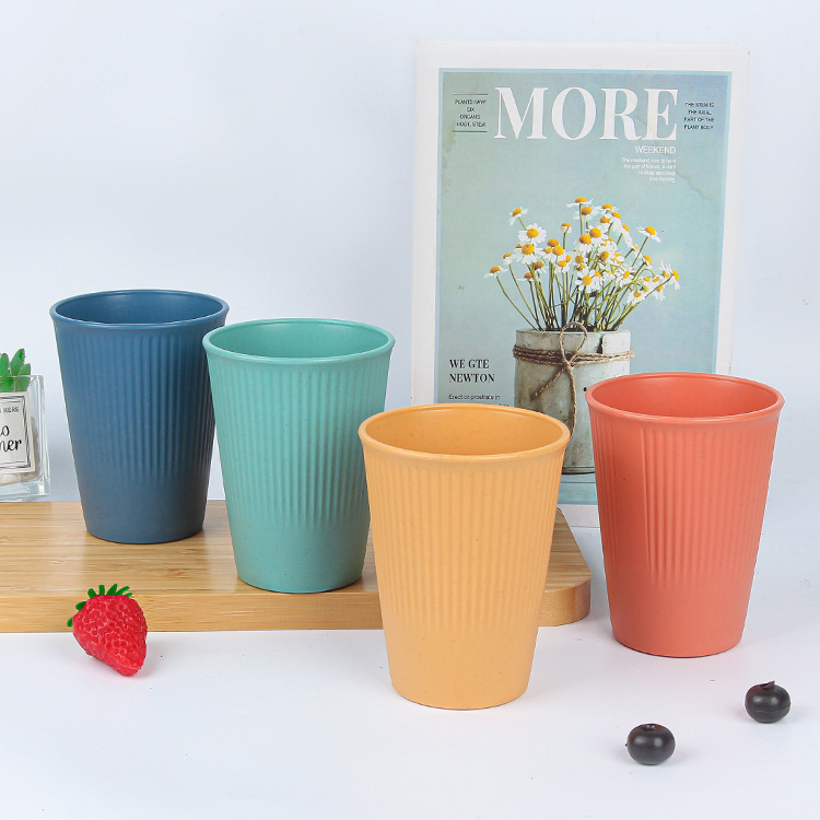Amazon vertical pattern water cup, wheat pp cup, cross-border household simple mouthwash cup, anti-drop water cup, plastic cup wholesale details Picture