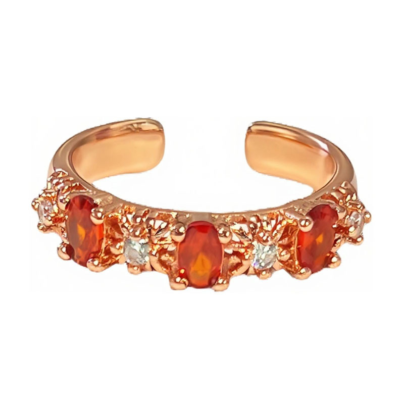 High-end accessory: A rose gold starry sky micro-set diamond open-mouth ring for women, fashionable layering and versatile ring trend Item Picture