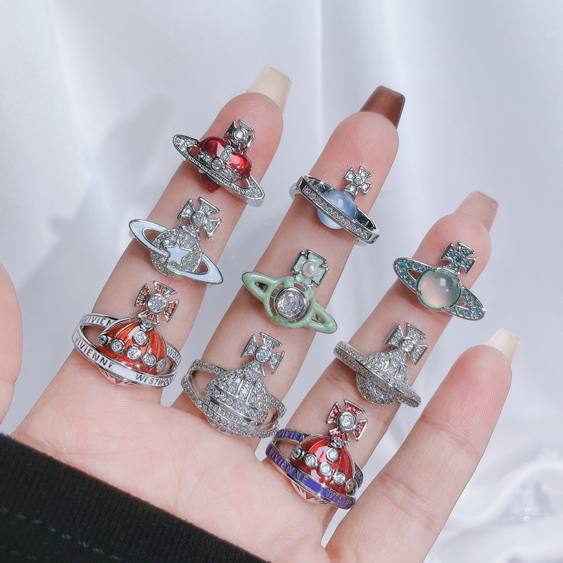 The Saturn drip glaze personalized open ring with a light luxury and high-end feel from Europe and America, a niche design with a cold and cool planetary style Specification drawing