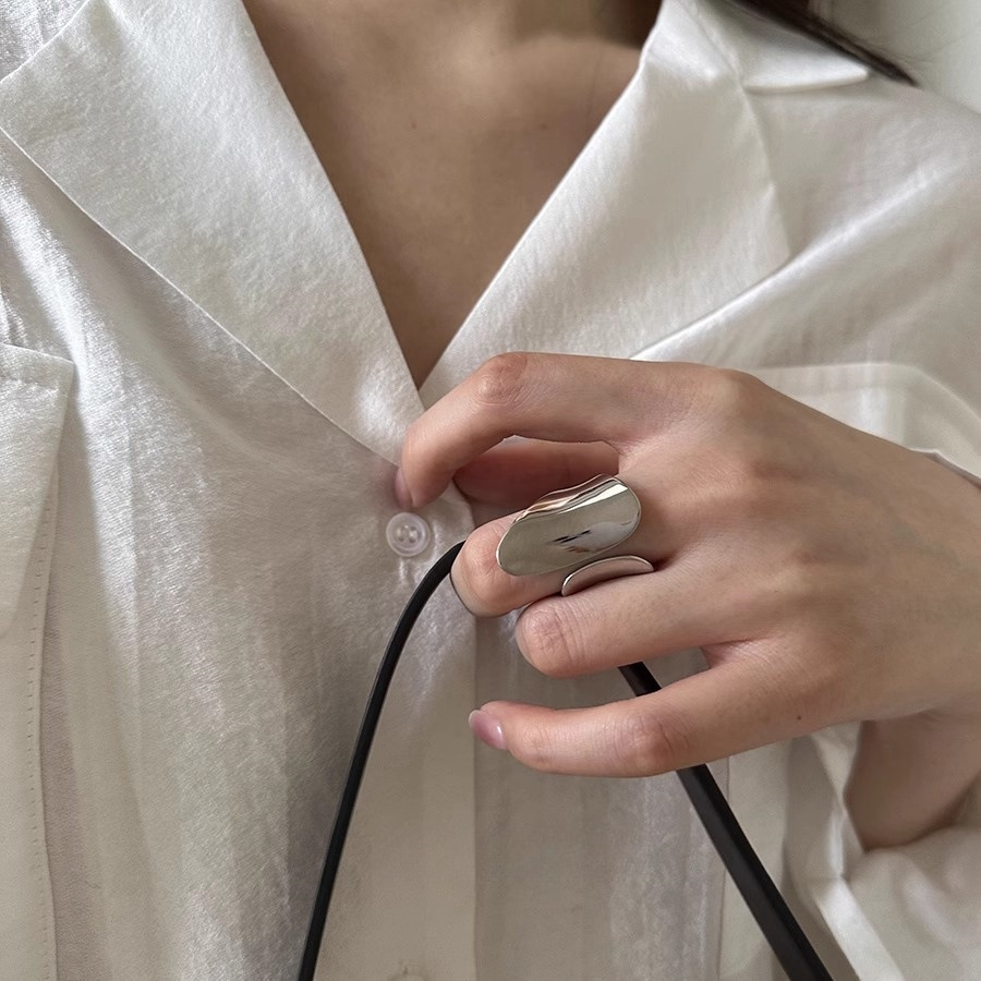 Heavy industry ultra-wide surface strong presence ring for women 925 sterling silver ins fashionable and individual Japanese and Korean cool style open ring Application Scenario