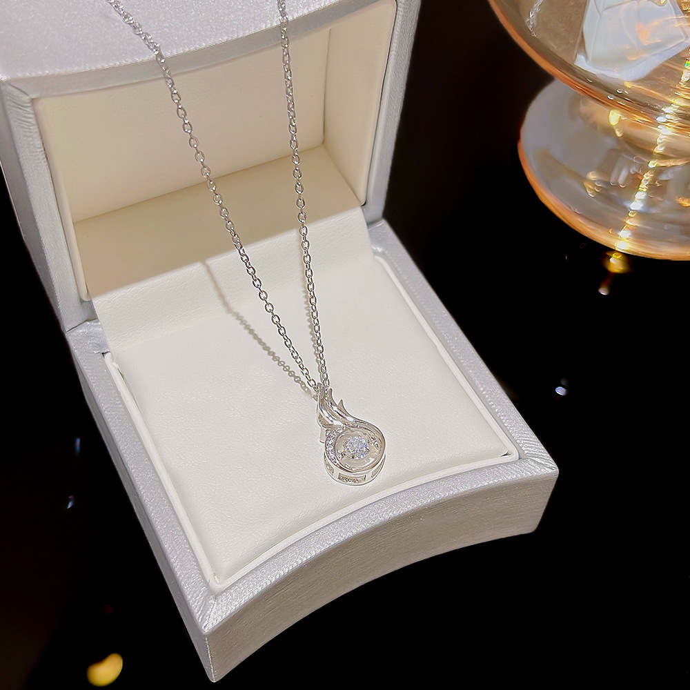 The super sparkling and dynamic necklace with a unique design sense for women, the dancing heart Phoenix pendant, and the elegant collarbone chain are best-selling accessories Specification drawing