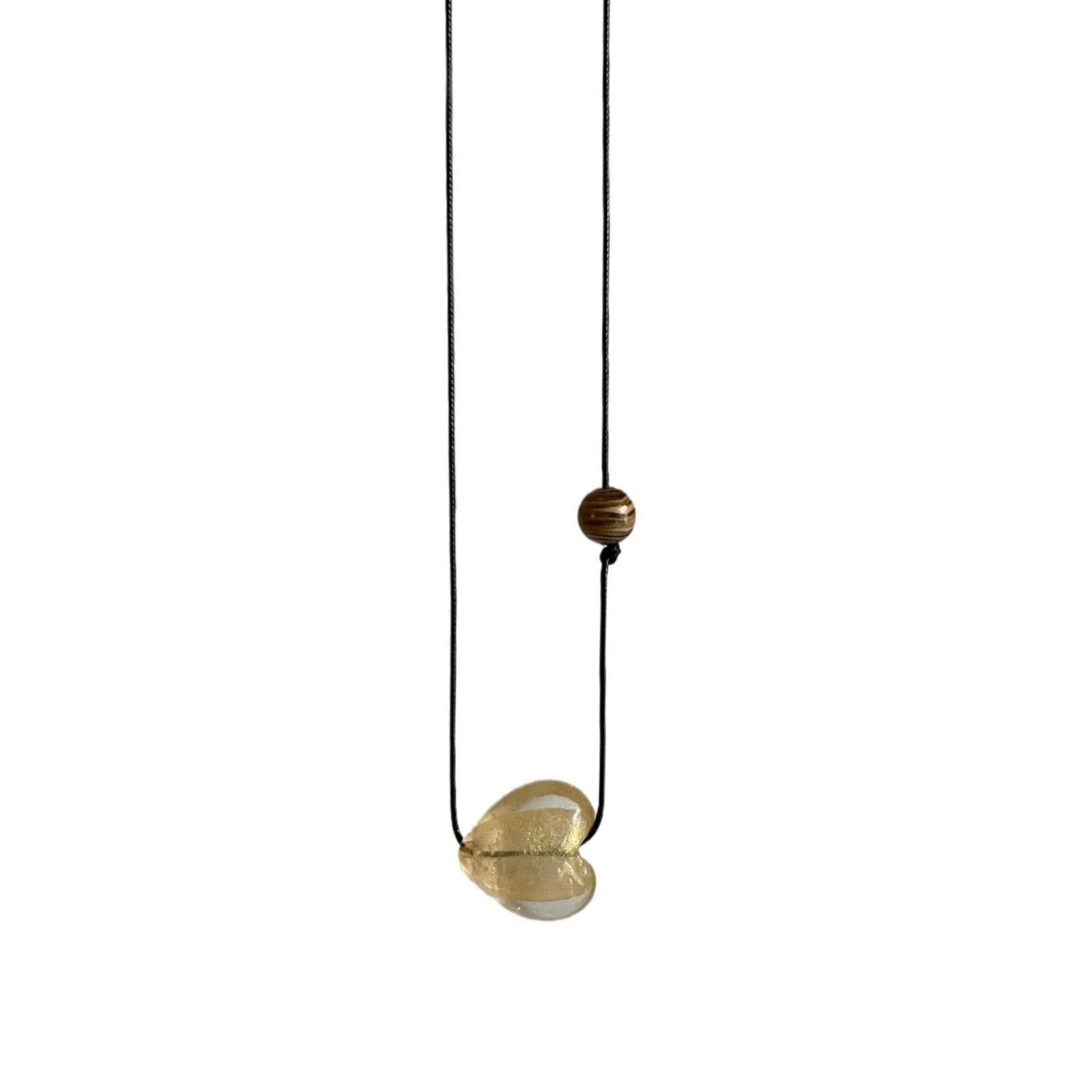 A niche and simple glass heart-shaped long leather rope necklace for women's personality on Instagram ~ Elegant, fashionable and versatile necklace sweater chain Item Picture
