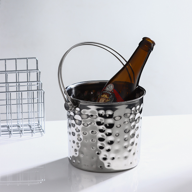 Hammered ice granule bucket, champagne beer water ice bucket, red wine ice bucket, KTV ice bucket, bar ice bucket, stainless steel champagne bucket details Picture