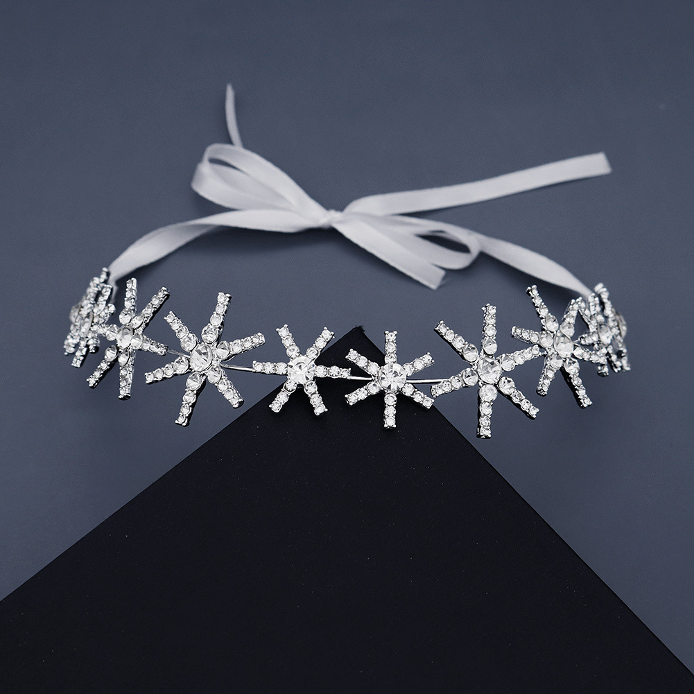 Korean daily headwear: Simple star-shaped ribbons, full diamond headbands, ins light luxury, internet-famous water diamond headbands, bridesmaid hair accessories details Picture
