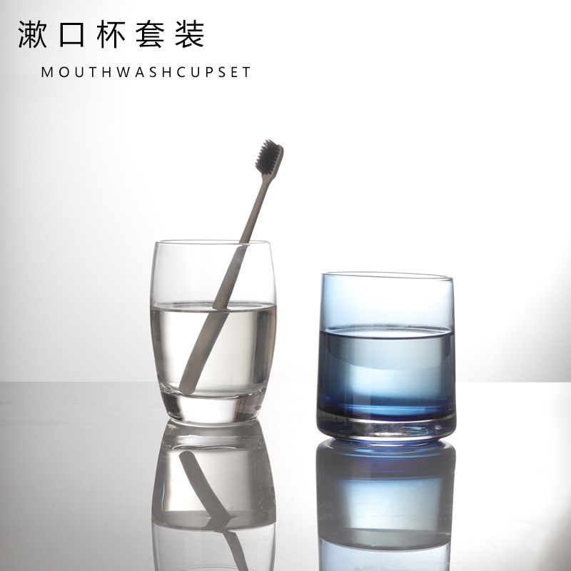 Simple and light luxury glass washbasin cups, couple brushing and washbasin cups, household items, hotel, guesthouse and inn washbasin cups Application Scenario