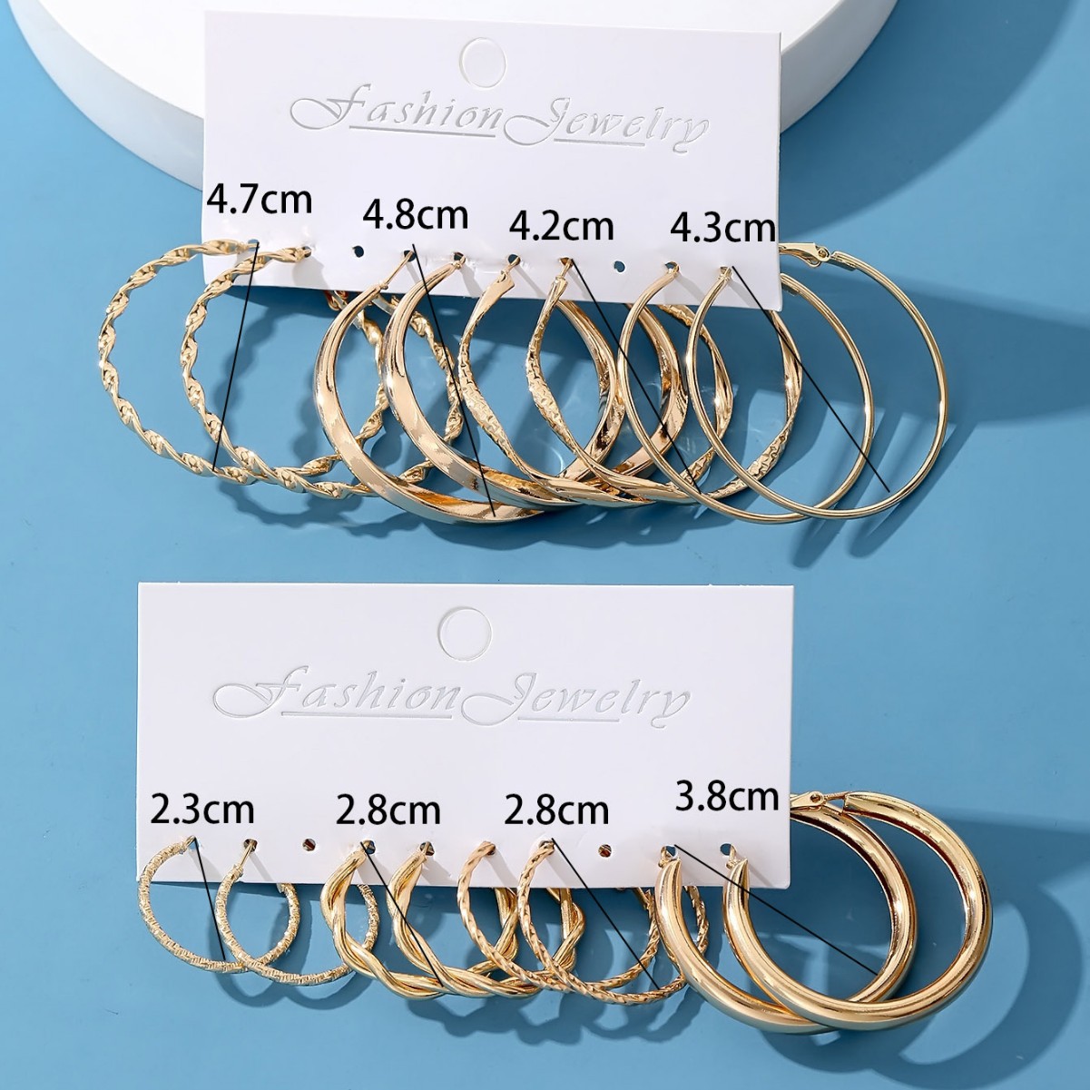 Cross-border best-selling simple large-circle metal irregular circle stud earring set, creative and personalized 8-piece set of earrings details Picture