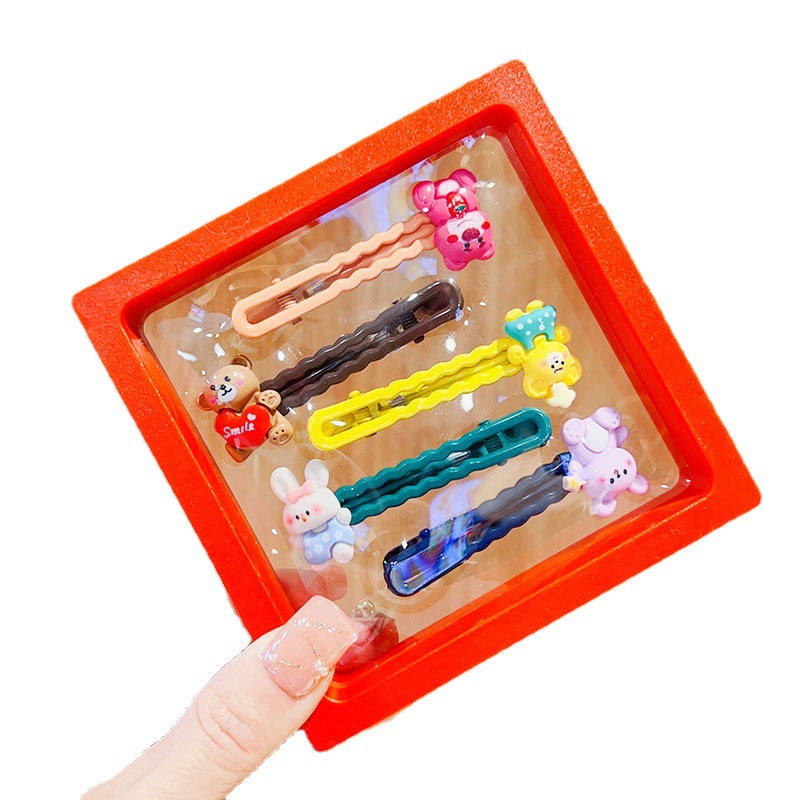 Photo frame storage box, Korean cute Morandi candy bean hair clip, children's cartoon hair clip, girls' bangs clip, side clip Item Picture