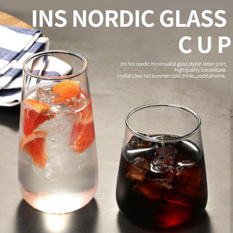 Customized popular high borosilicate glass cups, simple household water cups, milk tea shop juice cups, coffee cups, and creative single-layer cups full figure