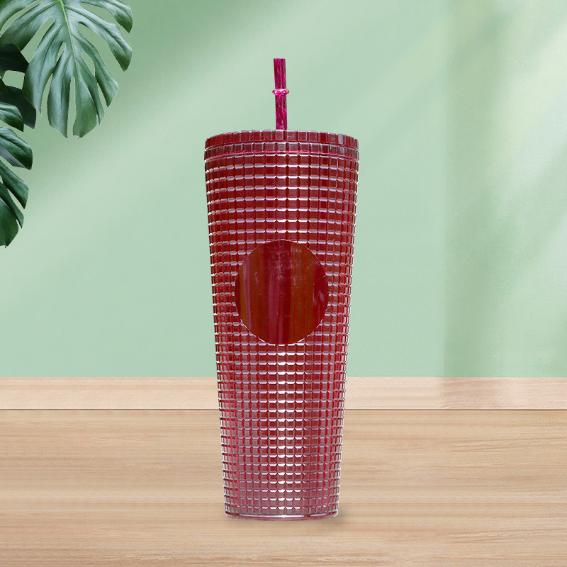 Wholesale of new cross-border fashionable corn cups, portable double-layer multi-color sports water cups, 710ml large-capacity water cups Specification drawing