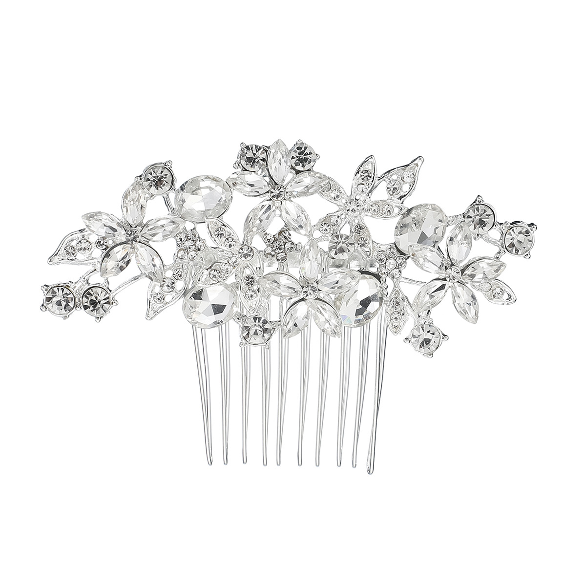 New European and American bridal accessories: Golden floral hair comb, studio makeup plate, hair pin comb, alloy rhinestone hair accessory and headwear Item Picture