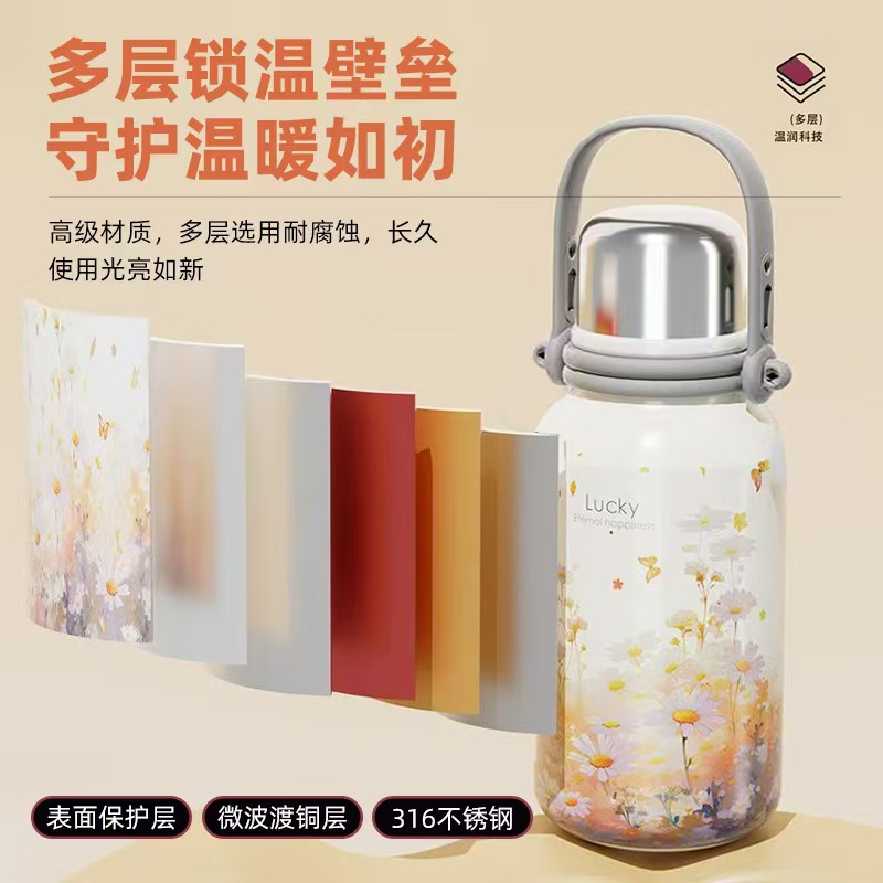316 stainless steel large-capacity insulated cup for men and women, high appearance level sports water bottle, portable car tea and water separation water bottle Application Scenario
