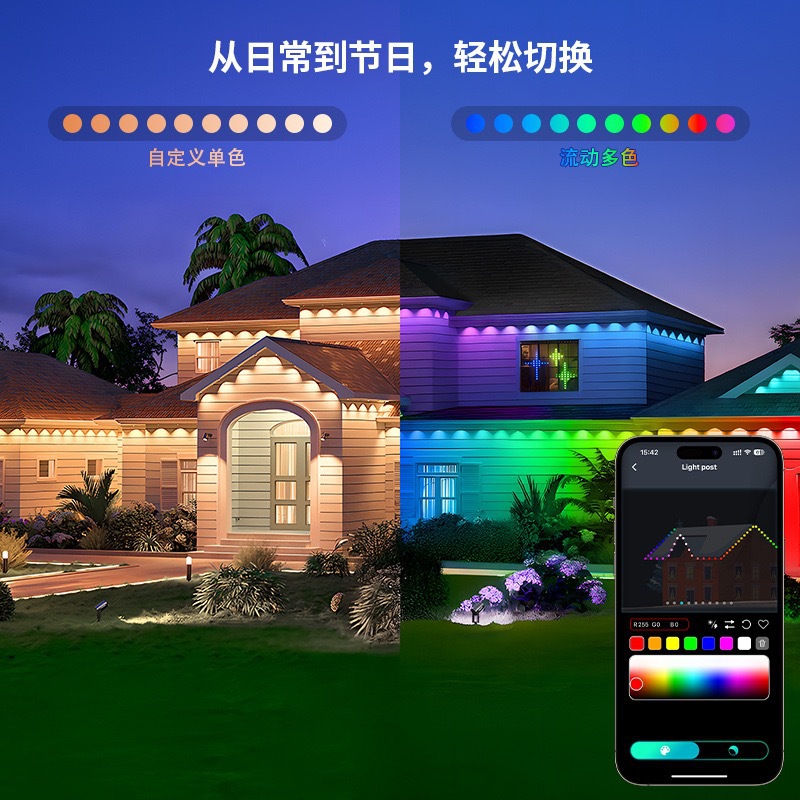 Outdoor eave lamp DIY cross-border new product LED smart waterproof RGB color-changing APP control lighting digital tube details Picture