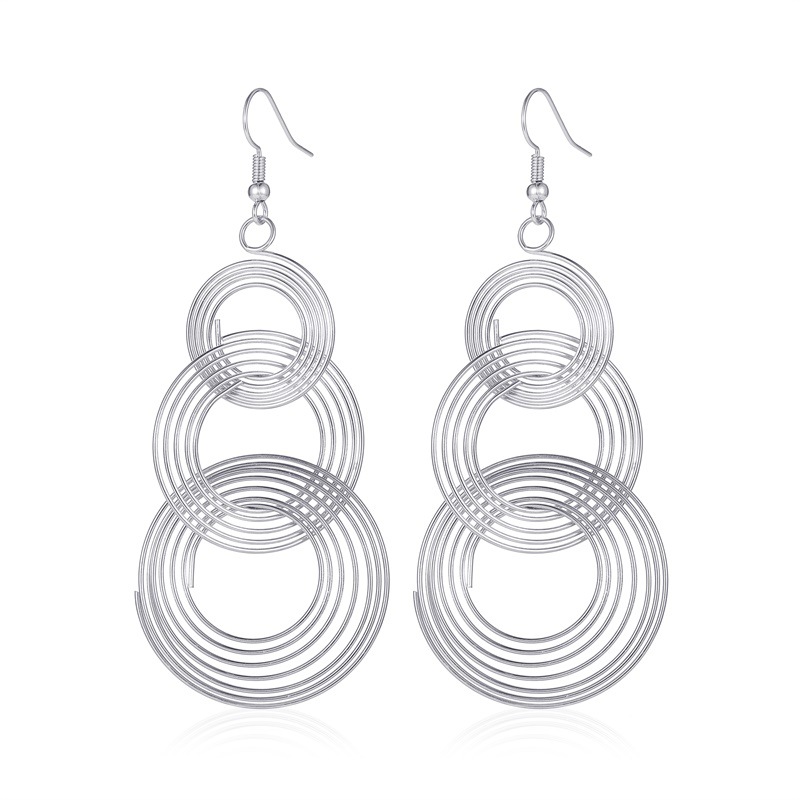 Cross-border new exaggerated multi-layer circle earrings, European and American ins style long large circle earrings, popular earrings for women Item Picture