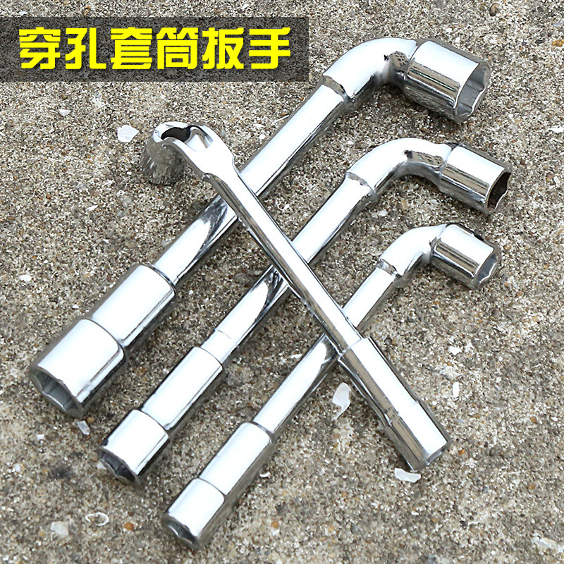 L-shaped socket wrench, hexagonal pipe hole, 7-shaped double-head wrench, car repair, 6-24mm wrench tool set Specification drawing