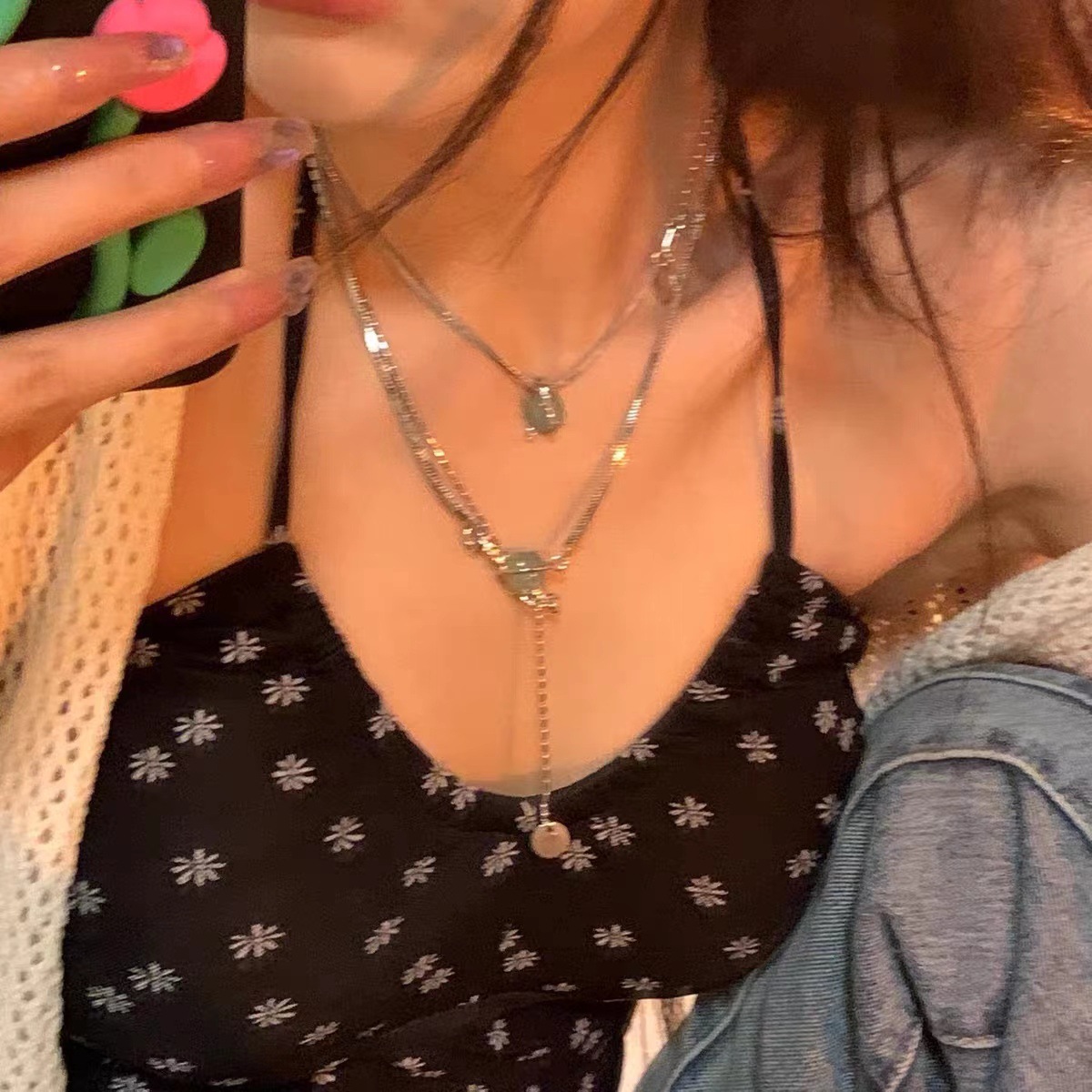 New Chinese-style jade necklace for women's summer 2023, a unique and versatile collarbone chain with a distinctive design full figure