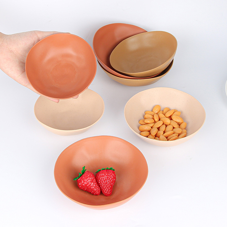 Creative irregular plastic household tableware bowls, wheat and bellflower rice bowls, children and babies' durable baby food bowls Specification drawing