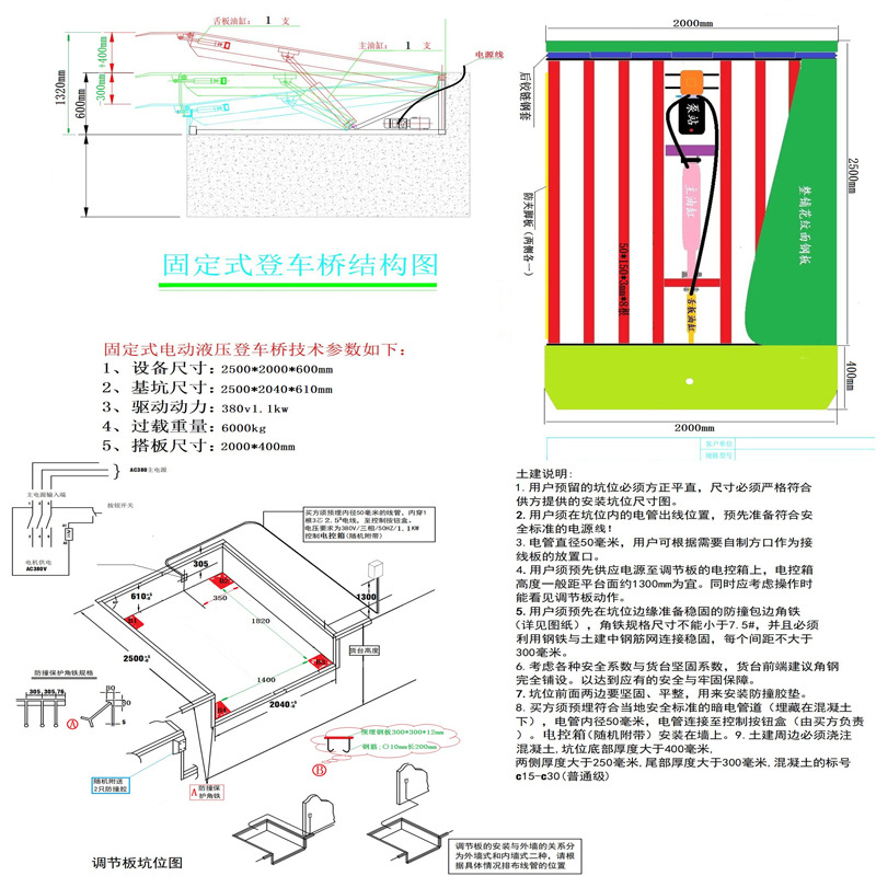 Double hydraulic cylinder loading bridge platform loading and unloading lift, quay level machine, forklift ramp loading and unloading, bridge crossing production undefined