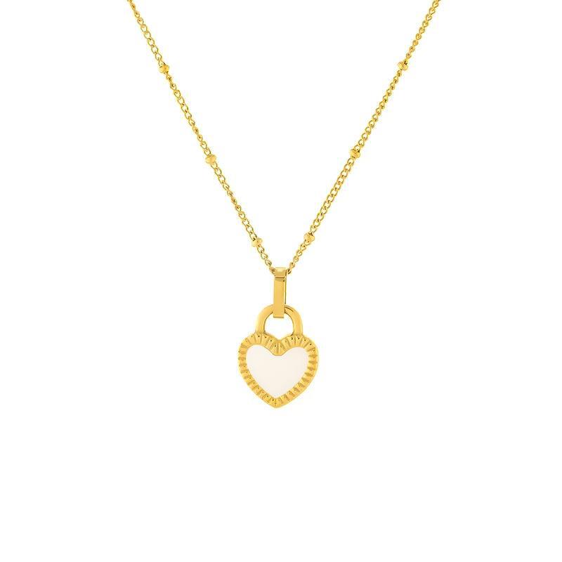 Korean version personalized design black and white double-sided heart necklace, fairy ins light luxury pendant, internet-famous high-end collarbone chain Item Picture