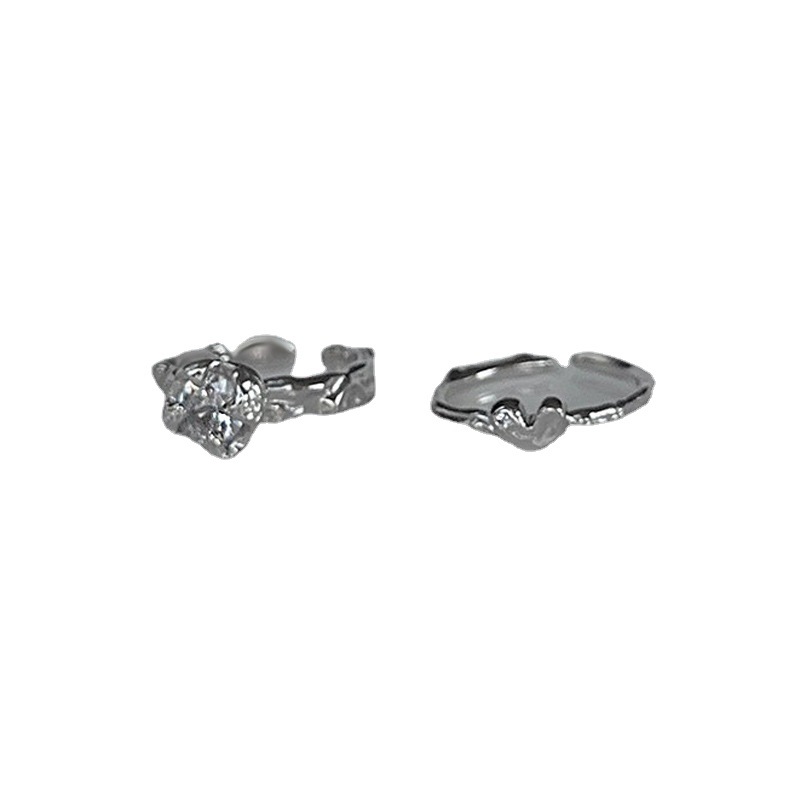 A trendy, sweet and cool, irregular-shaped zircon open ring with a unique and simple design for women Item Picture