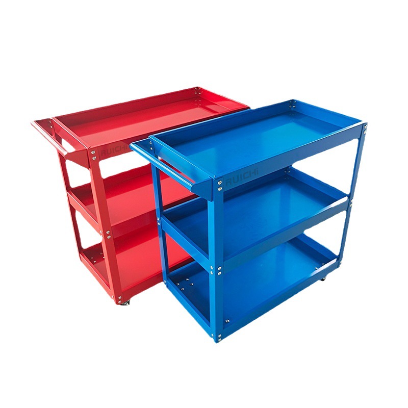 Thickened three-layer mobile hand-pushed tool cart for auto repair, auto repair steering with brake wheel parts cart, tool cart Item Picture