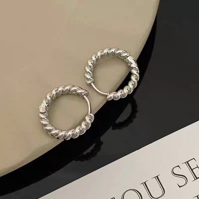 Metal circle twist small earrings, a cool and unconventional design for women, fashionable ear rings with a high-end feel, and French exquisite ear buckles Application Scenario