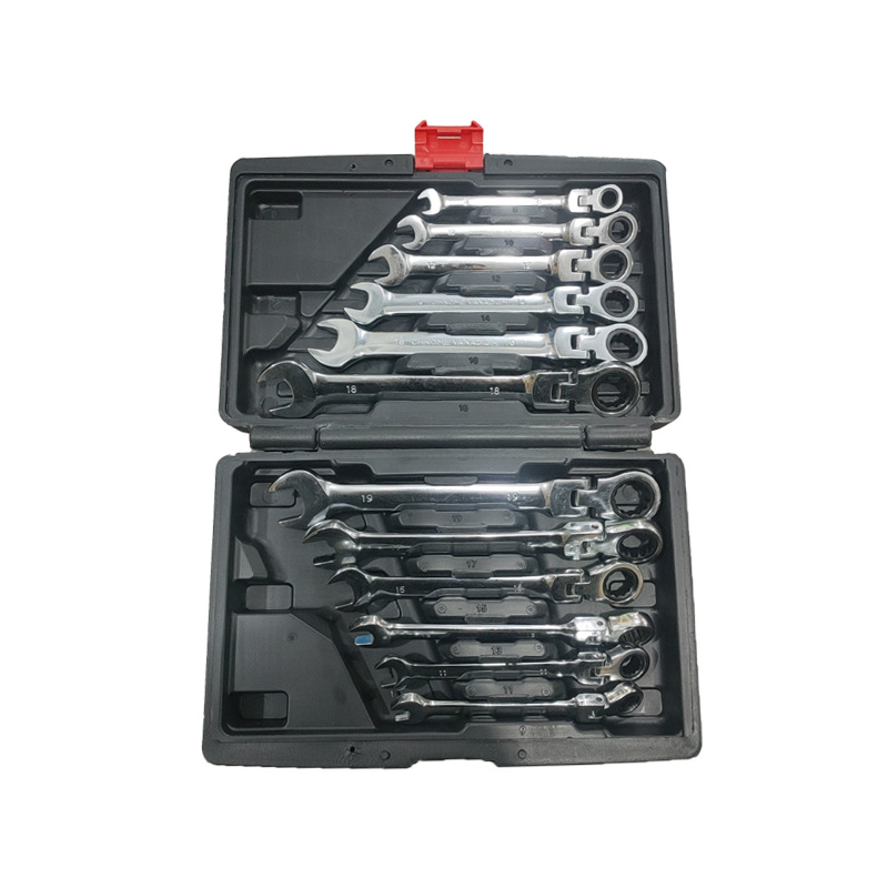 12PC dual-purpose ratchet wrench adjustable head set for auto repair tools, 72-tooth 12-piece ratchet wrench set details Picture