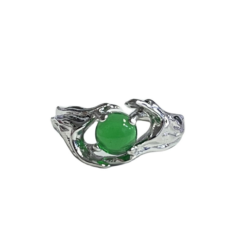 Retro Chinese trend, ancient style imitation jade open ring, women's unique and fashionable, ins style, niche and high-end index finger ring Item Picture