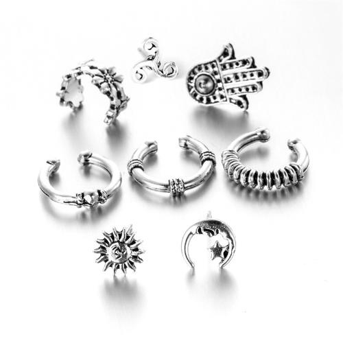 Wholesale of best-selling stud earrings, European and American Bohemian retro sun and moon earrings, eight-piece set of stud earrings Item Picture