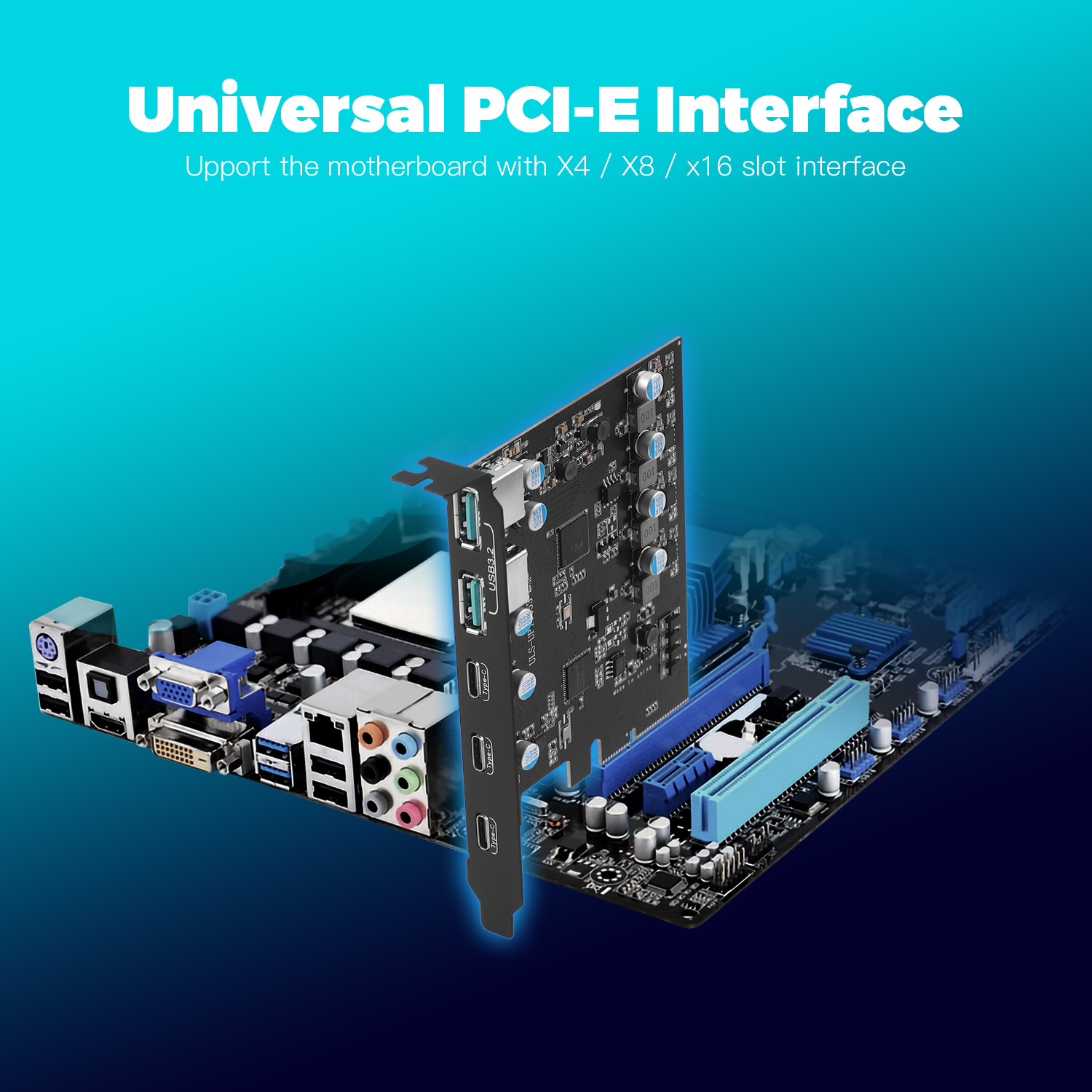 Manufacturer's in-stock Type-C expansion card, USB3.2 driverless desktop computer adapter card, 20Gbps computer graphics card Application Scenario