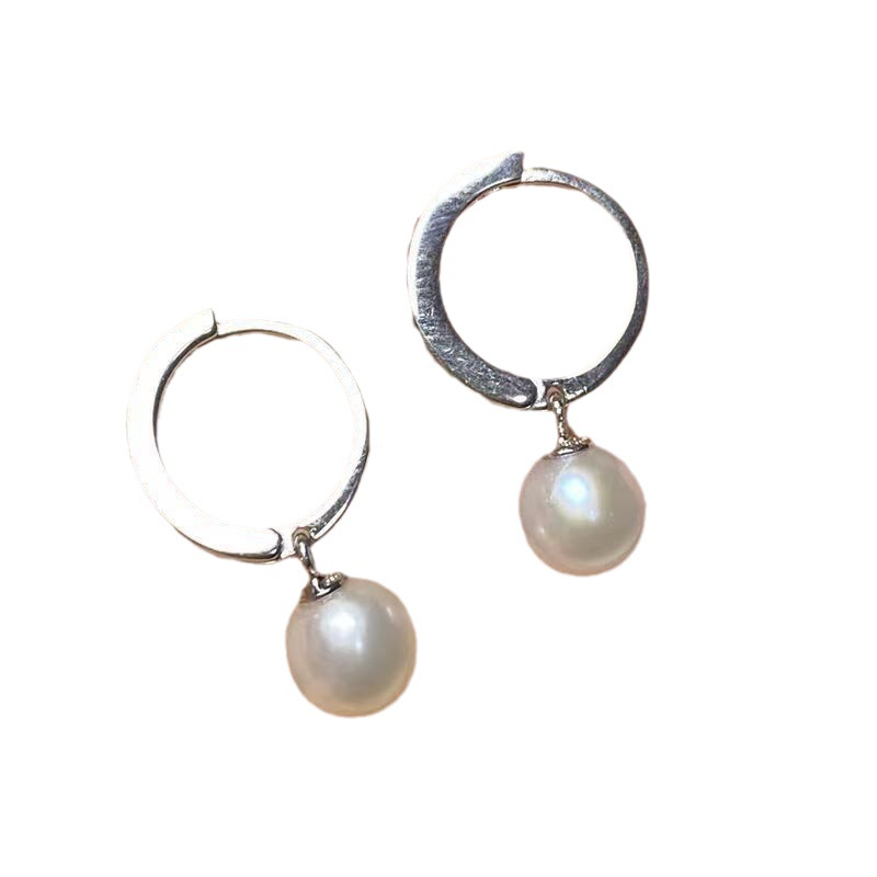 Liu Yifei's single-pearl ear buckles are simple, versatile, fashionable and light luxury earrings with a niche design sense Item Picture