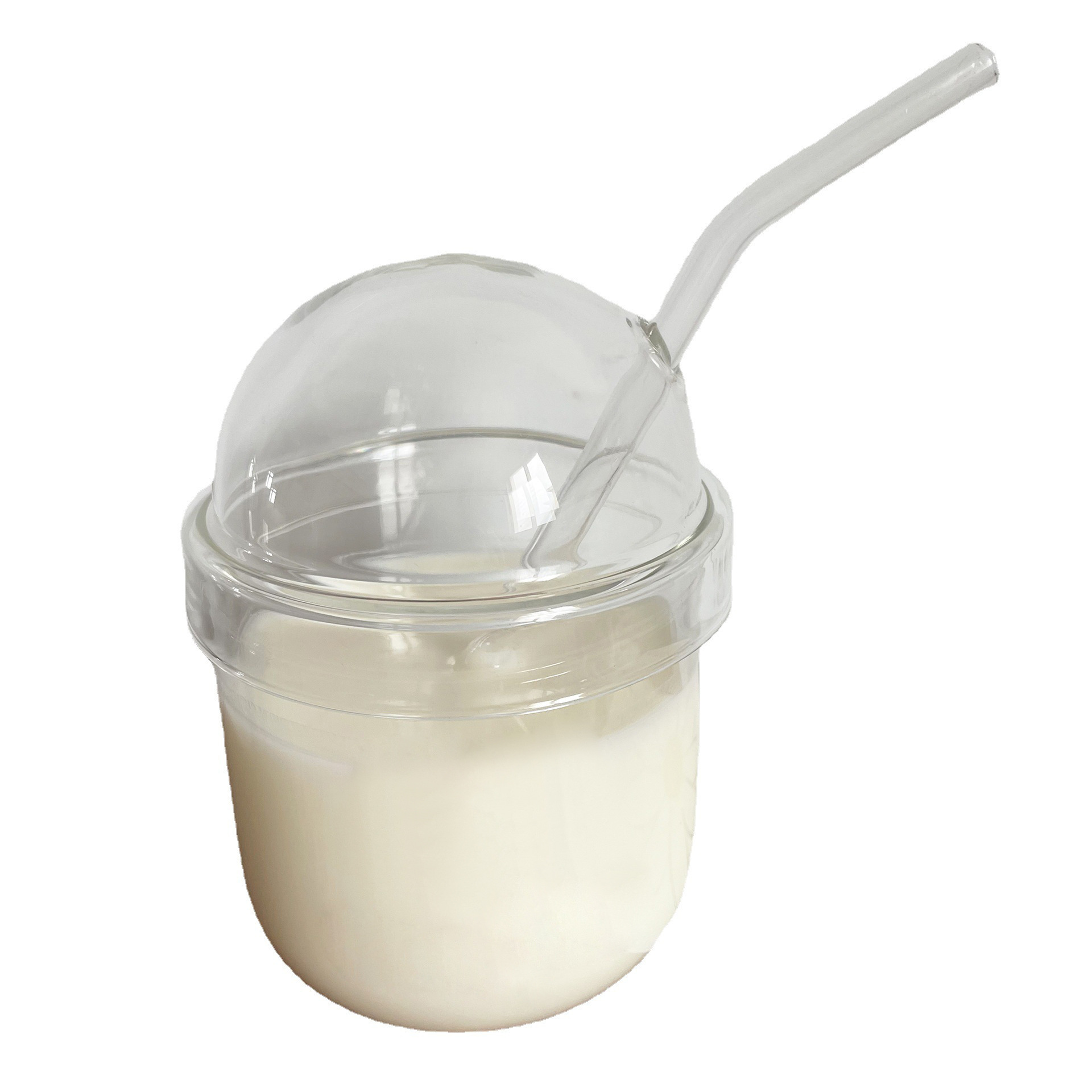 High borosilicate glass cute straw cup, portable bobo cup, juice cup, household transparent glass coffee cup Item Picture