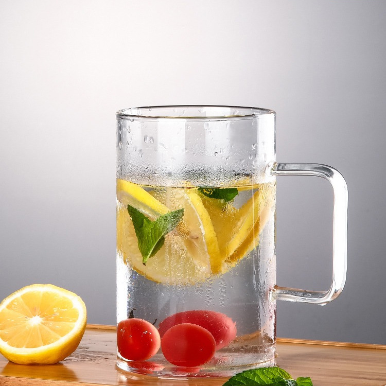 1000ml large-capacity transparent drinking cup, simple household cup, men's office with lid and handle Specification drawing