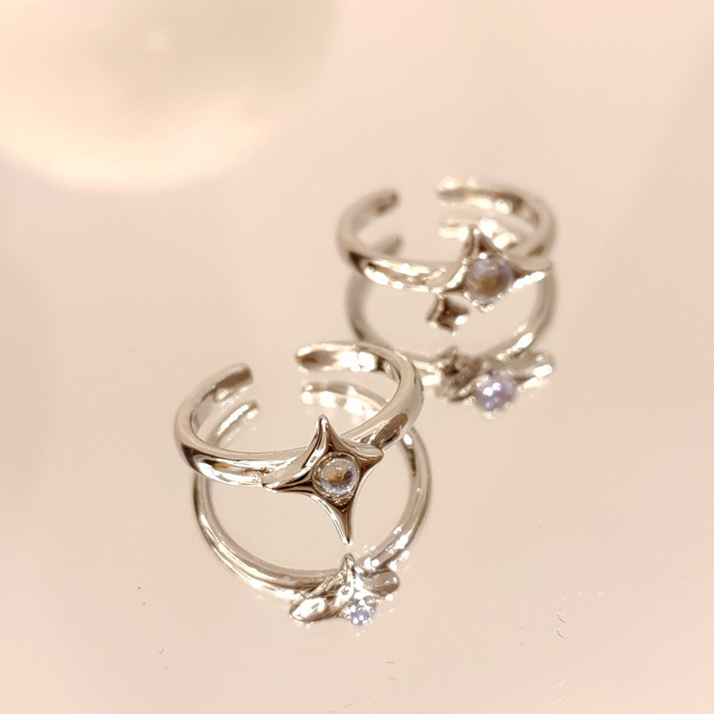 ins Cold style moonstone starlight open Ring for men and women, a niche design with a high-end feel, adjustable ring accessory details Picture