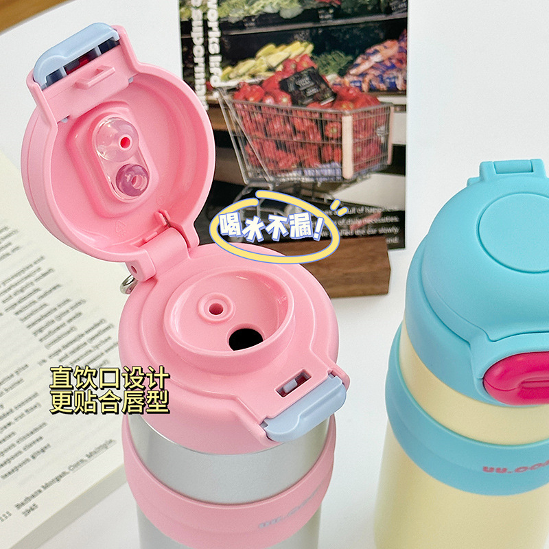 Original female high appearance level straw insulated cup portable double-drinking stainless steel water cup travel coffee cup custom-made details Picture
