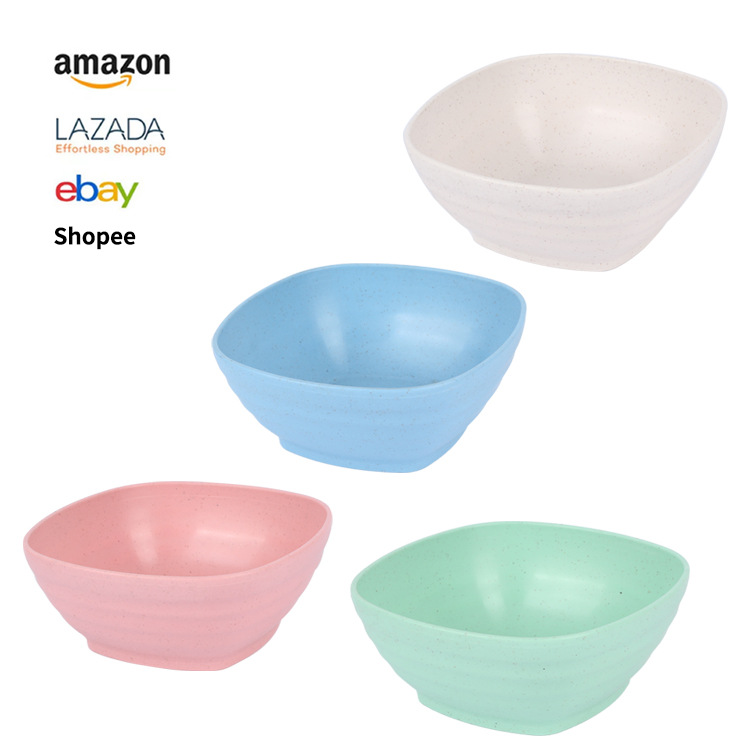 Wheat and bellflower tableware, hot pot dipping sauce plate, dipping sauce plate, creative deep square small seasoning plate, plastic vegetable plate, bone-spitting plate full figure