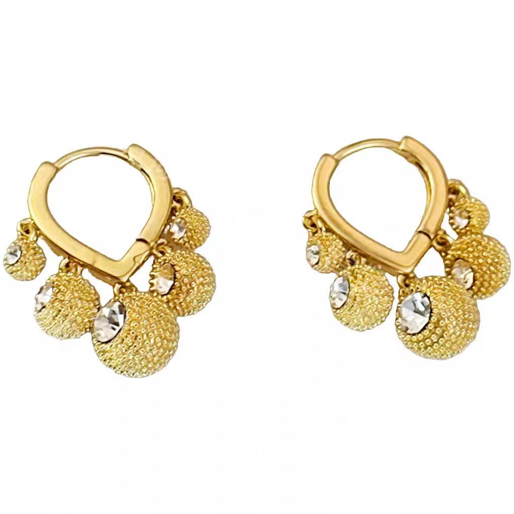 The 2025 new "Five Blessings Arrive at the Door" durian Ball earrings are a unique and niche earring for women, exuding a sense of high-end elegance and refinement Item Picture
