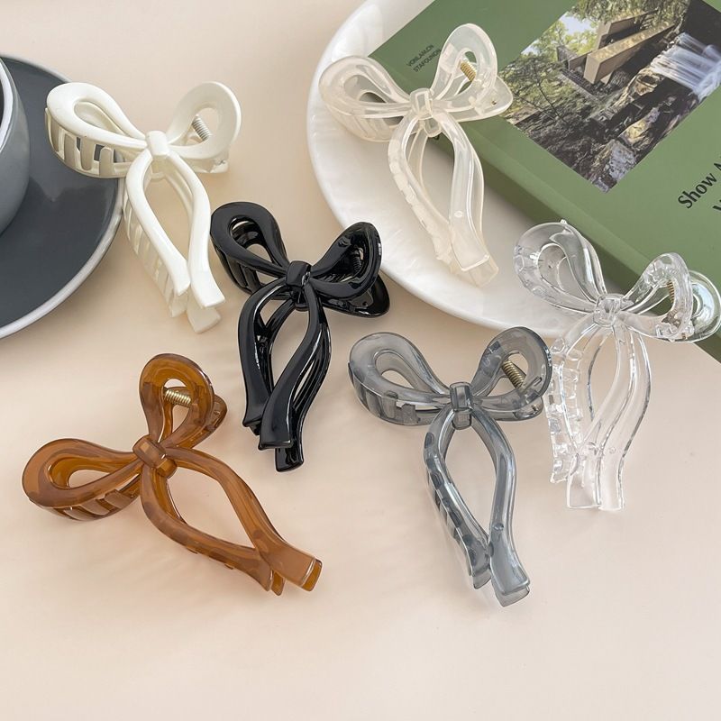 New Korean acrylic bow hair clips, stylish updo, grappling clips, hair accessories, ins high-end look, shark clips, large size details Picture