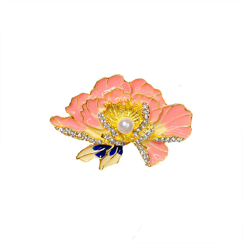 New Chinese-style peony flower brooch, high-end women's brooch pin, enamel high-end suit accessory pin, overcoat decoration Item Picture
