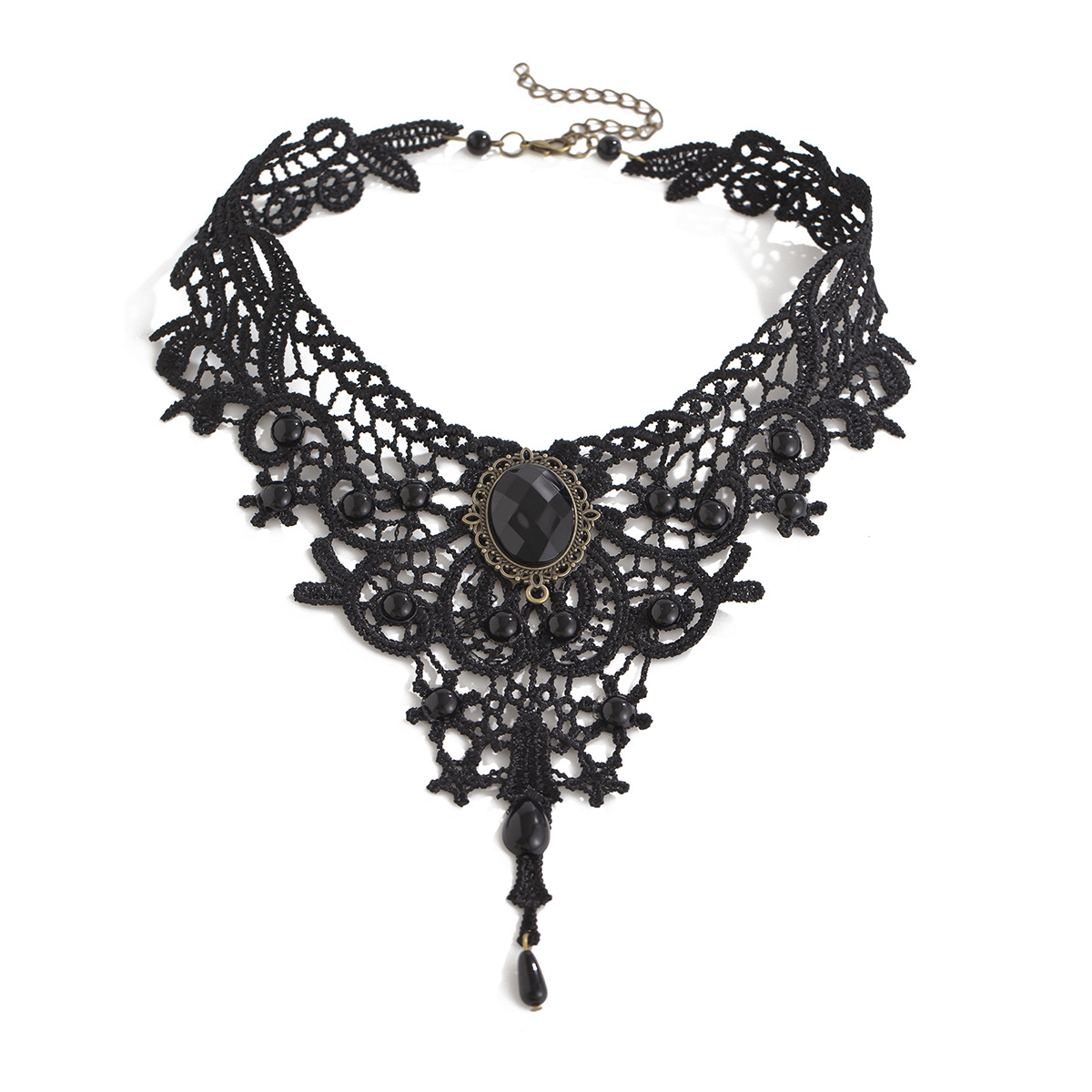 European and American cross-border accessories, Gothic choke necklace, Halloween party geometric lace, lace collarbone chain Item Picture