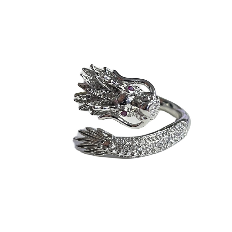 A niche design with a unique Chinese trend style, a dragon-shaped full diamond open ring, a neutral, irregular, light luxury and high-end ring Item Picture
