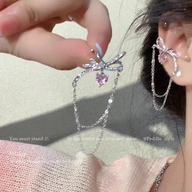 Be happy every day! Sweet butterfly tassel ear bone clips, light luxury style, no ear holes, high-end women's earrings full figure