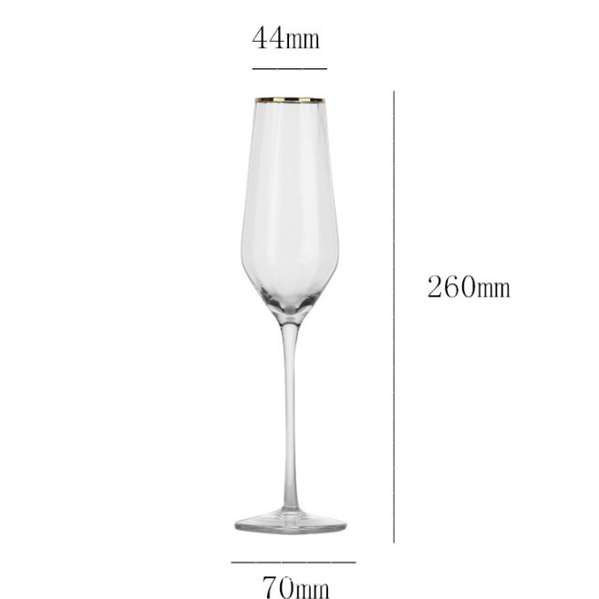 Wholesale of creative European-style household gold-rimmed glass wine glasses, champagne glasses, brandy glasses, prism pumpkin striped water glasses Item Picture