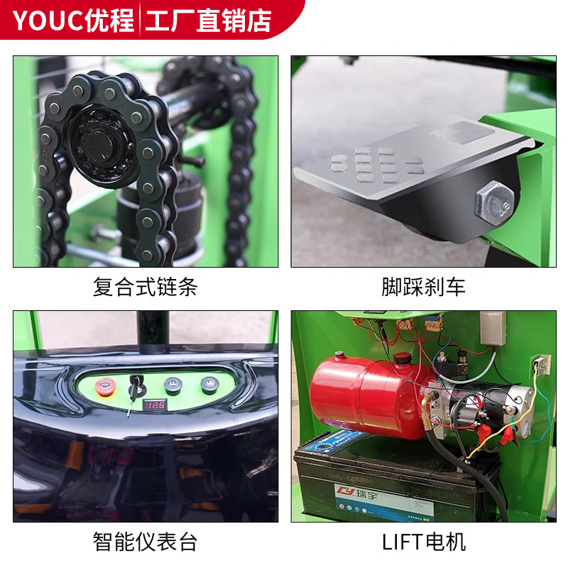 1.5-ton electric stacker, 2-ton electric lift forklift, hydraulic loading and unloading vehicle, battery lift forklift Specification drawing