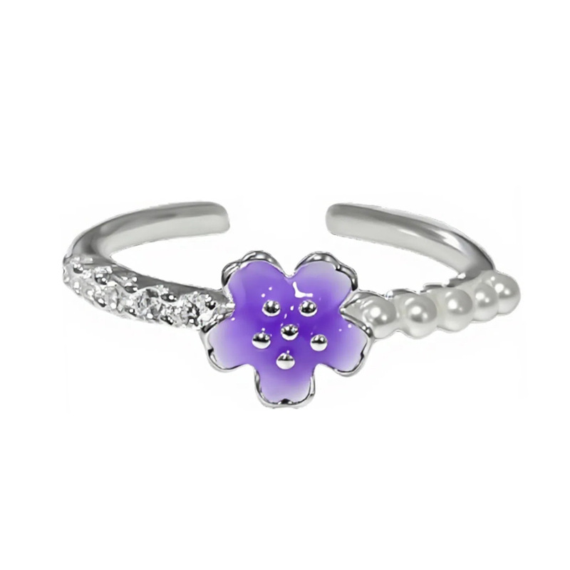 Forest-themed Daisy small flower pearl open ring, a fresh, sweet and fair-looking, cold style, light luxury and high-end ring Item Picture